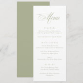 Modernes Calligraphy Script Sage Green Wedding Men Menükarte (Vorne/Hinten)