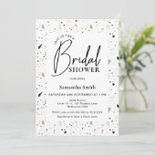 Modernes Calligraphy Terrazzo Brautparty Einladung (Stehend Vorderseite)