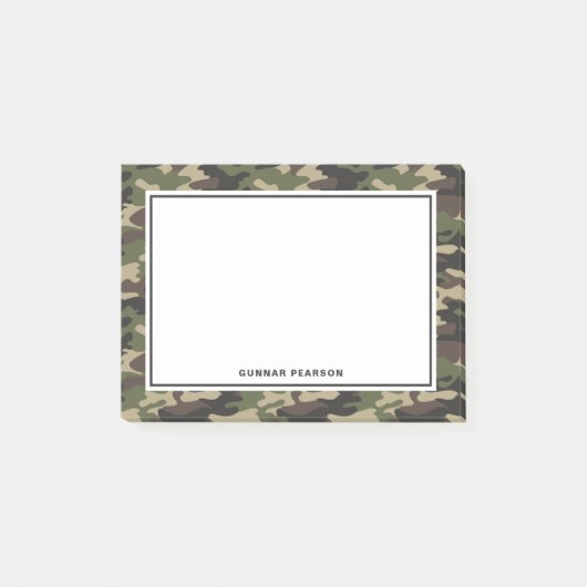 Modernes Camouflage Muster Name Schwarz Post-it Klebezettel (Vorderseite)