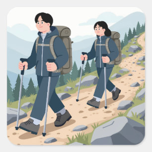 Modernes Campen / Outdoor Mehr campen, weniger S Quadratischer Aufkleber
