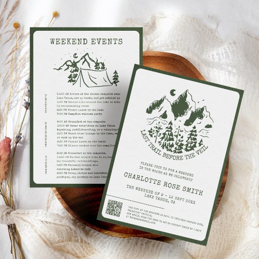 Modernes Camping Bachelorette Wochenende Einladung