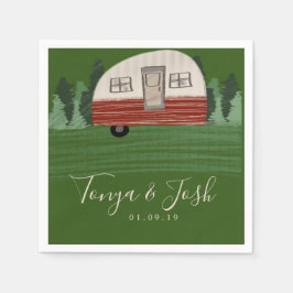 Modernes Camping für Vintage Camper Brautparty Serviette