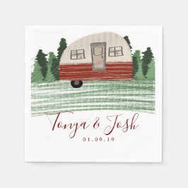 Modernes Camping für Vintage Camper Brautparty Serviette