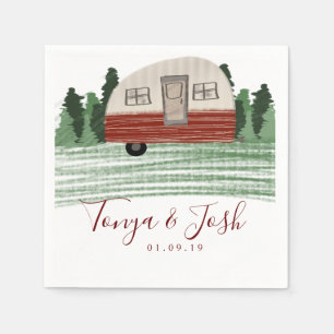 Modernes Camping für Vintage Camper Brautparty Serviette