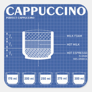 Modernes Cappuccino Blueprint Quadratischer Aufkleber