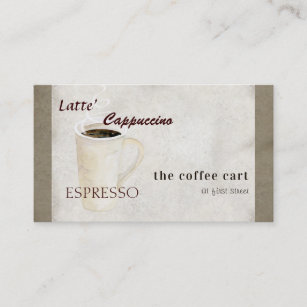 Modernes Cappuccino Espresso im Latte Coffee Shop Visitenkarte