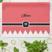 Modernes Carmine Red Holiday Monogram Geschirrtuch (Gefaltet)
