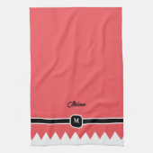 Modernes Carmine Red Holiday Monogram Geschirrtuch (Vertikal)
