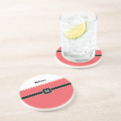 Modernes Carmine Red Holiday Monogram Getränkeuntersetzer (Seite)