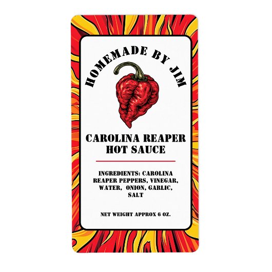 Modernes Carolina Sensenmann Pepper Hot Sauce Labe