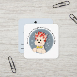 Modernes Cartoon Dog Grooming Quadratische Visitenkarte
