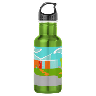 Modernes Cartoon Haus Wasserflasche aus dem Mittel