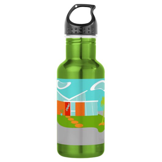 Modernes Cartoon Haus Wasserflasche aus dem Mittel (Vorderseite)