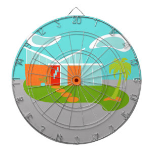 Modernes Cartoon House Dart Board aus dem Mittelal Dartscheibe