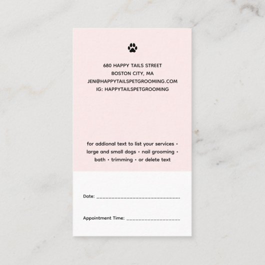 Modernes Cartoon Visitenkarte (Rückseite)