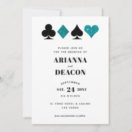 Modernes Casino Aquamariner Glitzer Einladung Hoch