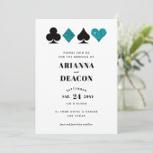 Modernes Casino Aquamariner Glitzer Einladung Hoch (Stehend Vorderseite)