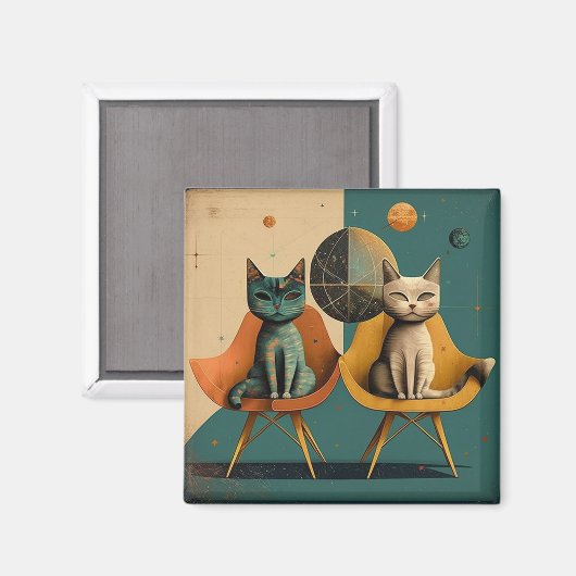 Modernes Cat Magnet aus dem Mittelalter (Vorderseite/Rückseite)