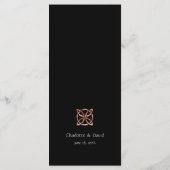 Modernes Celtic Knot Rose Gold Wedding Menu Menükarte (Rückseite)