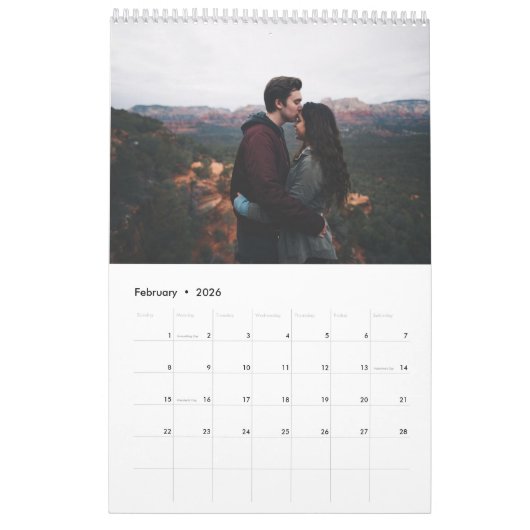 Modernes Chalk Script Snowflakes Foto Kalender (Feb 2026)