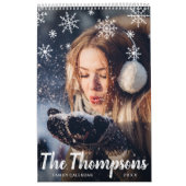 Modernes Chalk Script Snowflakes Foto Kalender (Titelbild)