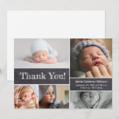 Modernes Chalkboard Baby Dusche Foto Vielen Dank Ankündigung (Vorne/Hinten)