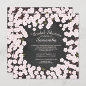 Modernes Chalkboard Cherry Blossom Brautparty Einladung (Vorne/Hinten)