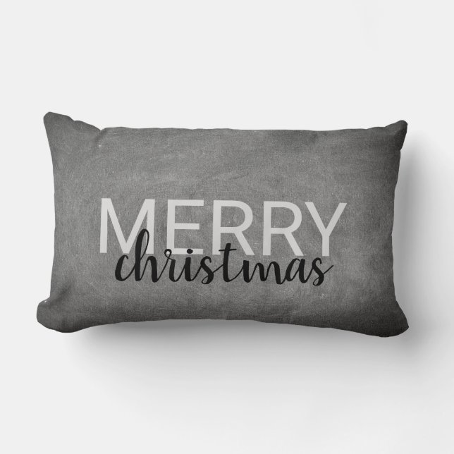 Modernes Chalkboard-Custom Frohe Weihnachtsschrift Lendenkissen (Vorderseite)