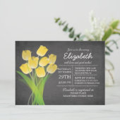 Modernes Chalkboard Gelbes Tulip-Brautparty Einladung (Stehend Vorderseite)