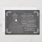 Modernes Chalkboard Hochzeitskleid Brautparty Einladung (Vorderseite)