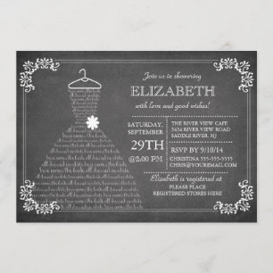 Modernes Chalkboard Hochzeitskleid Brautparty Einladung