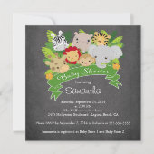 Modernes Chalkboard Jungle Safari Animal Baby Dusc Einladung (Vorderseite)