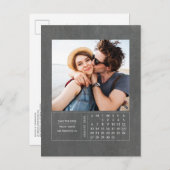 Modernes Chalkboard Kalender Save the Date Foto Ankündigungspostkarte (Vorne/Hinten)
