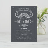 Modernes Chalkboard Little Man Mustache Babydusche Einladung (Stehend Vorderseite)