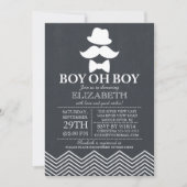 Modernes Chalkboard Little Man Mustache Babydusche Einladung (Vorderseite)