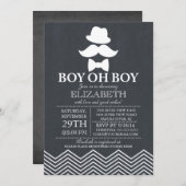 Modernes Chalkboard Little Man Mustache Babydusche Einladung (Vorne/Hinten)