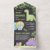 Modernes Chalkboard Niedlich Little Dinosaur Kinde All In One Einladung (Innen Boden)