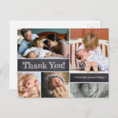 Modernes Chalkboard Second Baby Dusche Vielen Dank Postkarte (Vorne/Hinten)