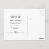 Modernes Chalkboard Second Baby Dusche Vielen Dank Postkarte (Rückseite)