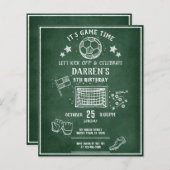 Modernes Chalkboard Soccer Budget Geburtstag Einla (Vorne/Hinten)