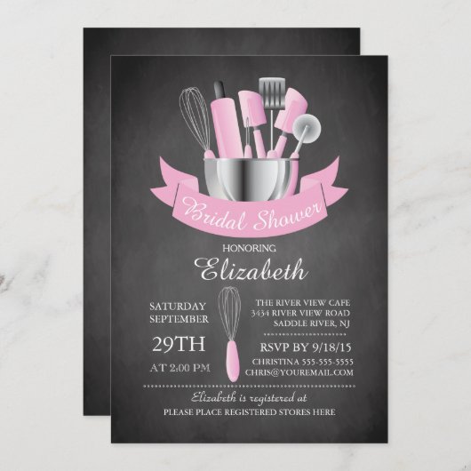 Modernes Chalkboard Stock Das Brautparty Küche Einladung (Vorne/Hinten)