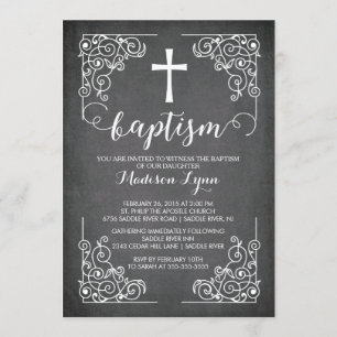 Modernes Chalkboard Taufen Christening Cross Einladung