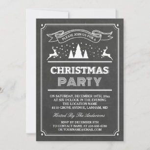 Modernes Chalkboard Typografie Weihnachts-Party Einladung