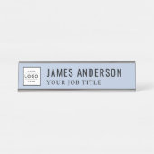 Modernes Chambray Blue Personalisiert Business Log Schreibtischnamensplakette (Vorderseite )