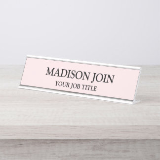 Modernes Chambray rosa Schreibtisch Name Plakat Schreibtischnamensplakette