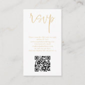 Modernes Champagne Gold Script QR Code Wedding RSV Begleitkarte (Vorderseite)