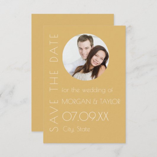 Modernes Champagne Tonal Foto Save the Date Einladung (Vorne/Hinten)