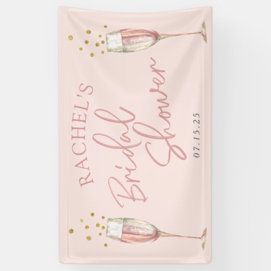 Modernes Champagner-Brautparty in Rosa Banner (Vertikal)