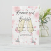 Modernes Champagner Brunch & Bubbly Brautparty Einladung (Stehend Vorderseite)