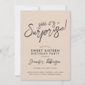Modernes Champagner Foto Überraschung Sweet 16 Einladung (Vorderseite)